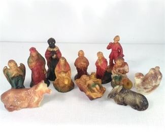 Antique Nativity set plastic made in hong kong