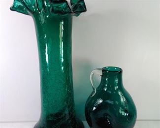 vintage green crackle glass