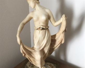 Alabaster woman statue with Opal “jewel” in belt