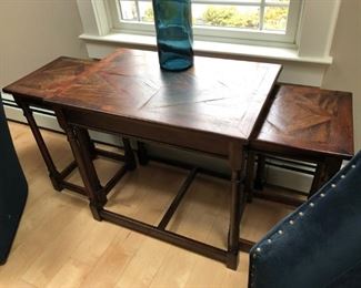 3 Wood Parquetry Nested Tables 