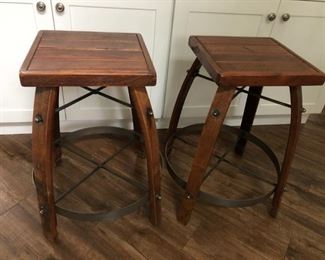 Pair of Stave Stools (Made from Wine Barrels)