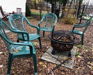 Stackable Chairs, Fire Pit