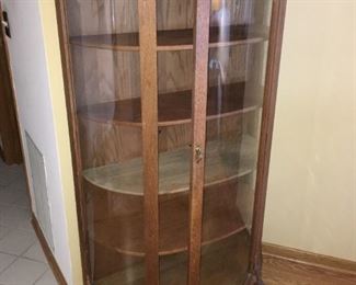 Antique Tiger Oak rounded-front curio cabinet $185