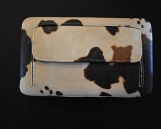 Beautiful Cow Hide Clutch Purse with Gaelic Cross, Card Holders and More!