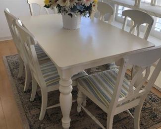 White dining room table/6 chairs