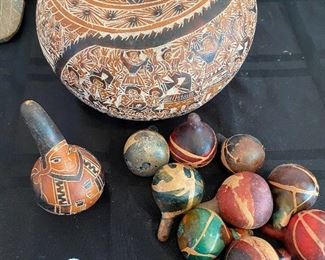 South American Hand-Painted Gourd Collection. 13 pieces. $30