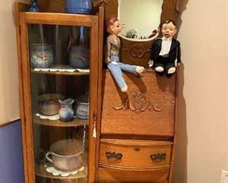  BEAUTIFUL ANTIQUE OAK DROP FRONT SECRETARY