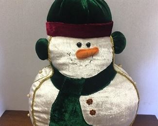 $12.00 - Stuffed Snowman with Green Hat and Scarf