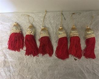 $12.00 - Red Tassel Ornaments (Set of 6)