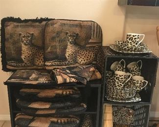 Calling all leopard print lovers! Have we got some treasures for you!! Pillows, place mats, seat covers, ($60) dishes ($20)...and not pictured, we also have purses, scarves, hair accessories, picture frames, a footstool and probably a few more goodies!!