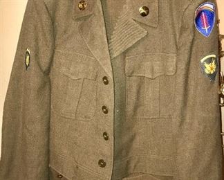 VINTAGE MILITARY COAT, PANTS, PATCHES