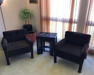 Pair of Milo Baughman Style  Parsons Lounge Chairs 