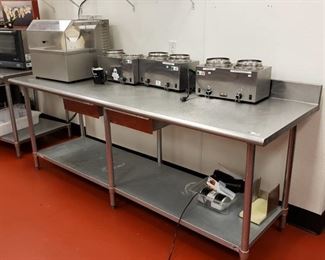 Duke 96x30 stainless table with backslash and 2 drawers