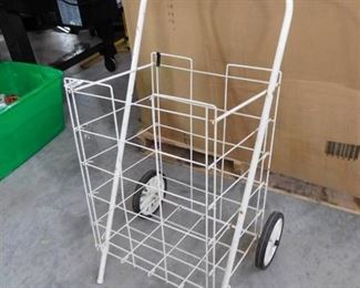 Wheeled shopping utility cart- white