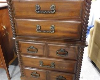 Brown chest of drawers - 5 drawer -  47 1/2in H X 33 3/4in W X 18in D