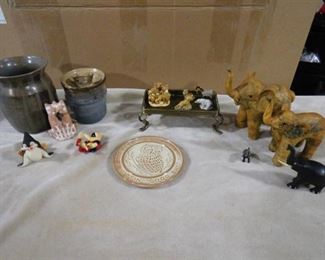 lot of animals figurines and vases