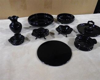 set of black glassware- 9 piece set