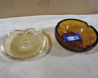 Brown air bubble glass bowl, clear resin tint air bubble glass bowl