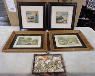 lot of 5 decorative hanging pictures