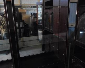 Large mirrored display case- capable of holding 4 shelves- 79in H X 38in W X 17in D