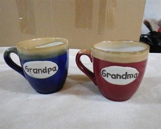 Pair of Timbleweed pottery grandparents mugs