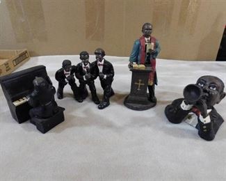 Set of 4 African American musical and religious figurines