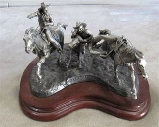 Chilmark Pewter "Steer Wrestling" statue by Polland #537/2500 1978