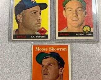 Three Cards 1958 Topps #88 Duke Snyder #70 Al Kaline #240 Bill "Moose" Skowron