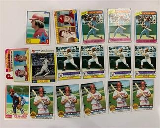 Lot of 16 Pete Rose Cards 1979 Topps #204 (x5), #650 (x4), 1980 Topps #4 (x4), 1982 Topps #780, #636, 1983 Topps #101, #397, 1982 K-Mart #44