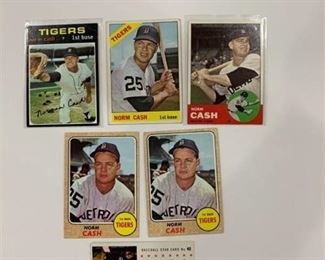 Lot of 6 Norm Cash Cards 1961 Post Cereal #40, 1963 Topps #445, 1966 Topps #315, 1968 Topps #256 (x2), 1971 Topps #599