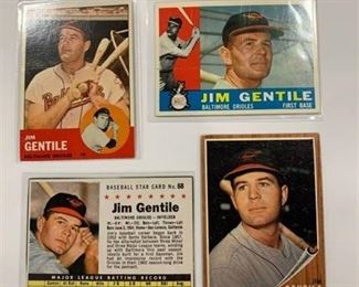 4 Card Jim Gentile Lot 1960 Topps #448, 1961 Post Cereal #68, 1962 Topps #290, 1963 Topps #260