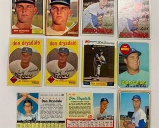 Don Drysdale Lot 1959 Topps #387 (x2), 1961 Topps #260, 1962 Topps #340, 1967 Topps #55 (x2), 1968 Topps #145, 1969 Topps #4001961 Post Cereal 1962 Post Cereal, 1982 K-Mart