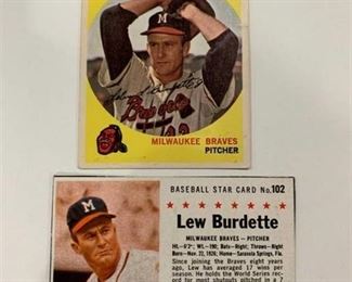 Lou Burdette Lot 1959 Topps #440, 1961 Post Cereal #102