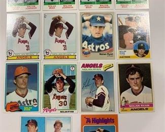 Lot of 14 Vintage Nolan Ryan Cards 1975 Topps #5, 1976 Topps #330, 1977 Topps #650, 1978 Topps #400, 1979 Topps #6, #115 (x2), #417 (x4), 1981 Topps #240, 1983 Topps #360, 1983 Fleer #463