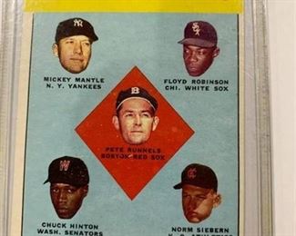 1963 Topps #2 AL Batting Leaders (Mickey Mantle)