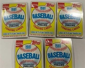 Lot of 5 1981 Topps Baseball Coca-Cola Philadelphia Phillies Trading Card Packs