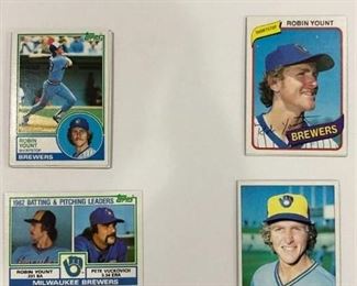 Lot of 13 Robin Yount Baseball Cards 1979 Topps #95 (x3), 1980 Topps #265 (x3), 1983 Topps #321, #350 (x6)