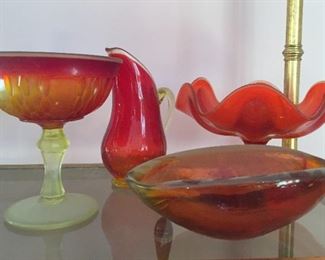 Beautiful colored glassware.
