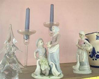 Lladro style figurines (not labeled).