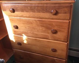 Maple? chest of drawers - matching desk and end table.