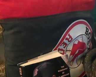 Red Sox Pillow and Red Sox book.
