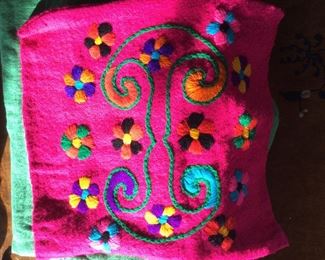 Colombian Wool emboidered pillow case $30