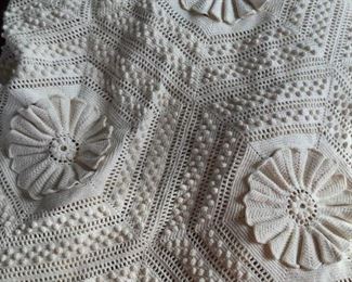 Hand Crocheted Heavy Cotton Twin Size Bed Spread $175