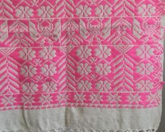 Hand woven Mexican shawl pink cotton $20
