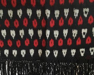 Hand woven wool shawl Mexico red and black $50