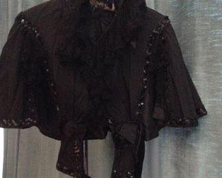 Heavy Silk Victorian Mourning Cape with Jet Beading $200