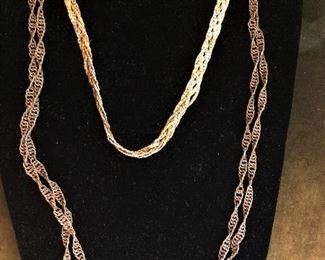 Mexian Silver rope and 3 gold neckalce $40 each