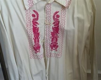 Mexican Mens short cotton with pink embroidery $35