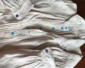 Hand spun Linen with Blue glass buttons $200