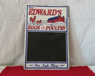 Embossed Edward's Eggs & Poultry Metal Sign